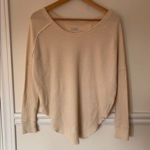 ARITZIA/TNA cream waffle shirt